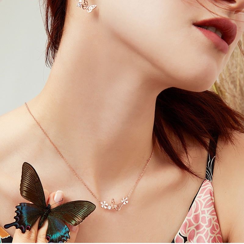 Butterfly and Flower Necklace