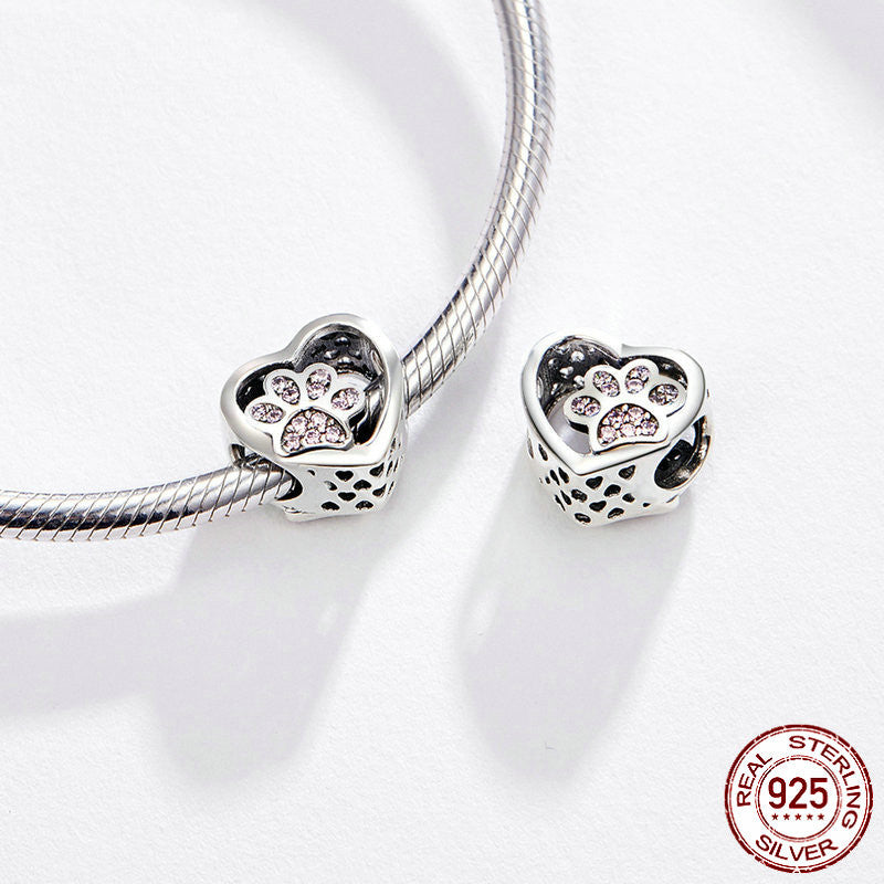 Paw Print Heart Charm