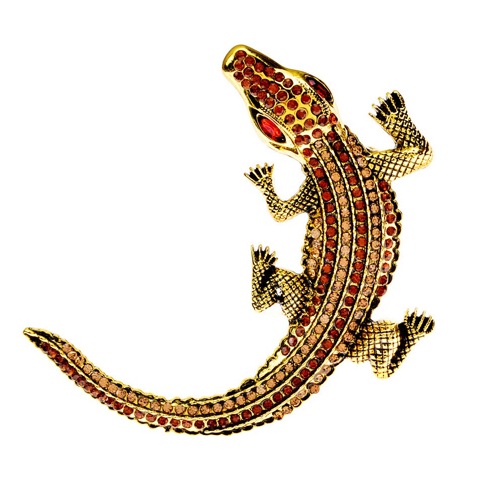 Crocodile Rhinestone Brooch