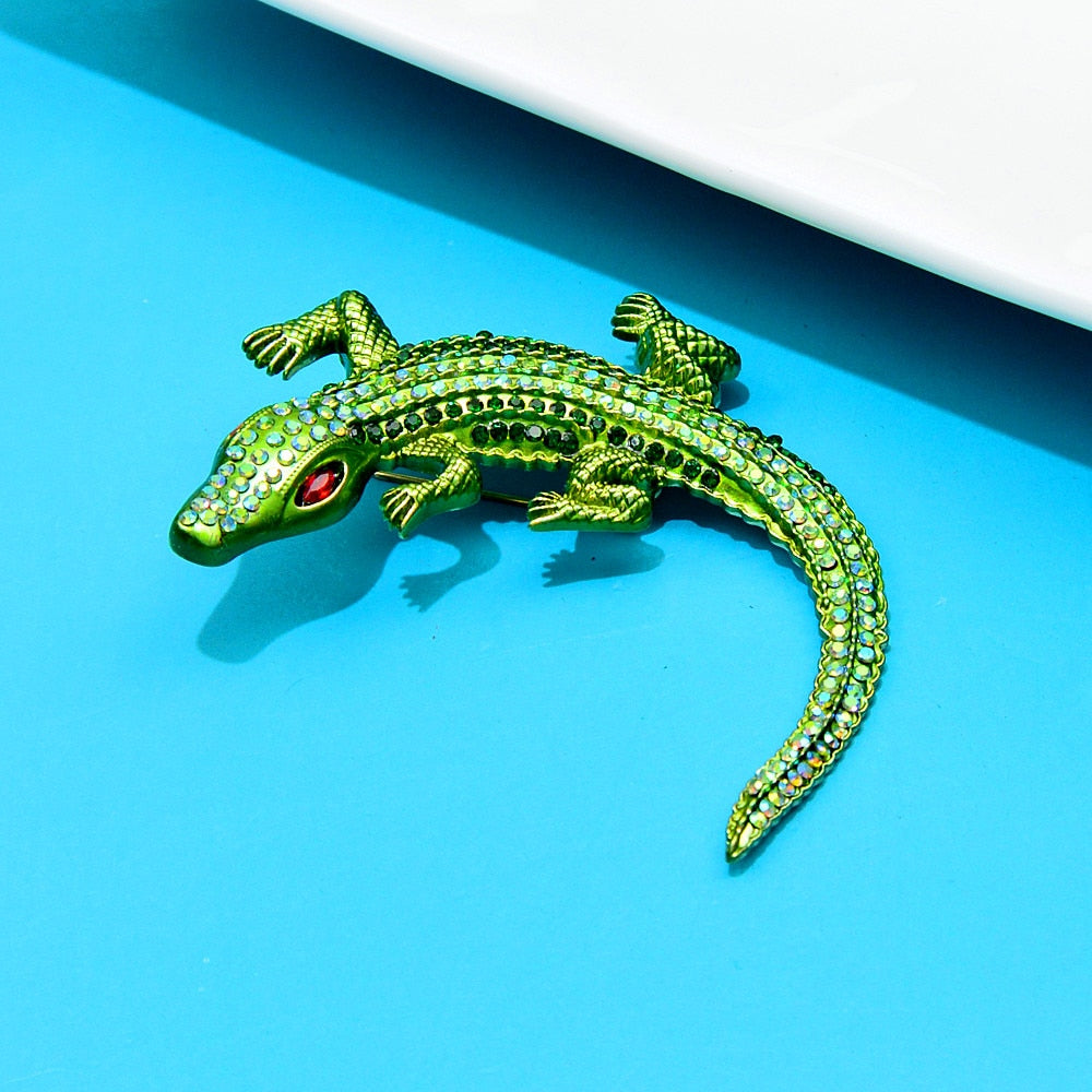 Crocodile Rhinestone Brooch