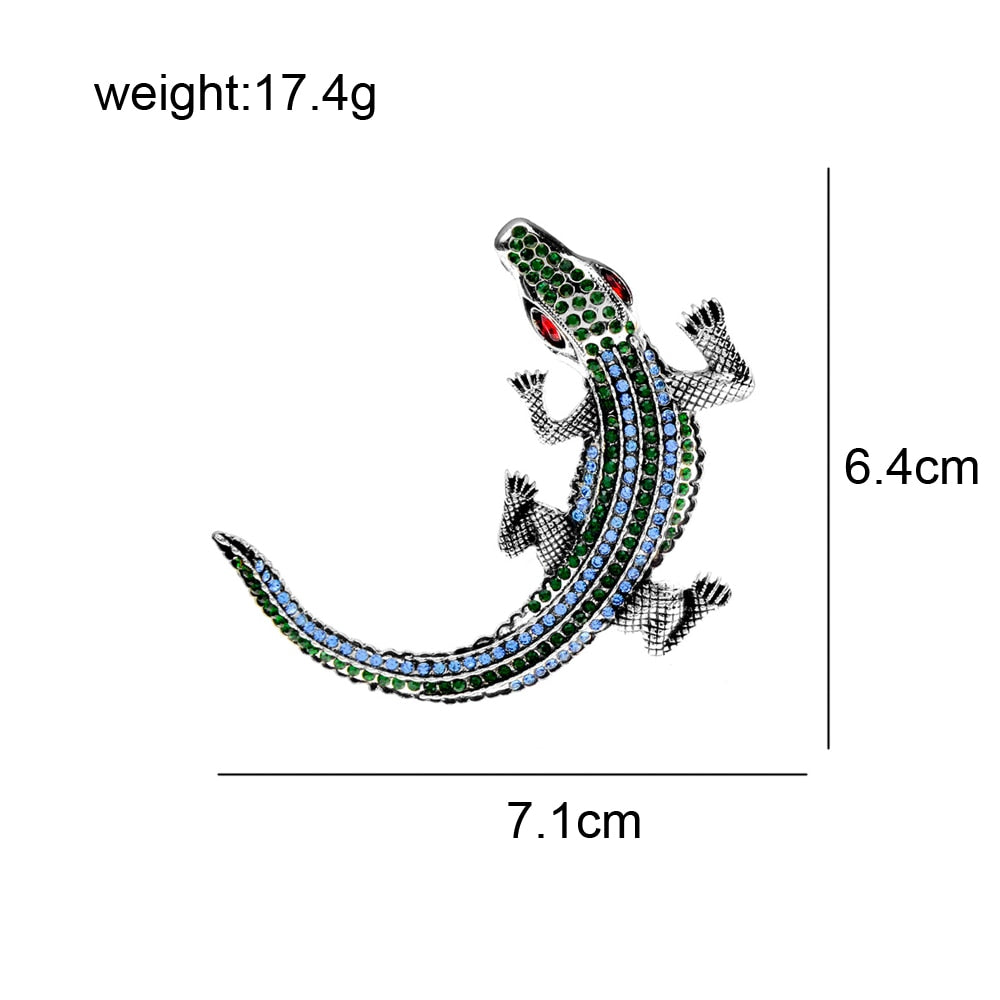 Crocodile Rhinestone Brooch