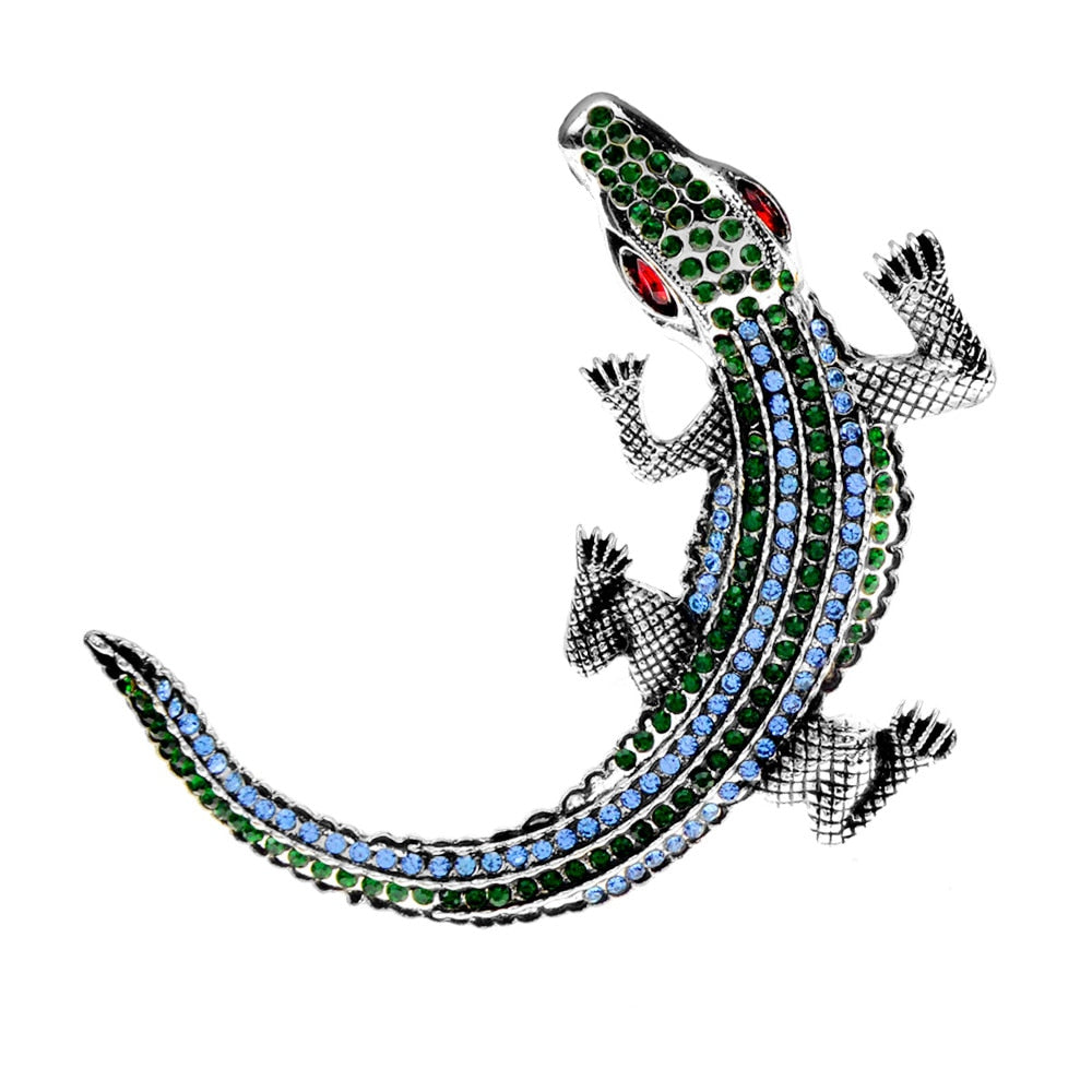 Crocodile Rhinestone Brooch