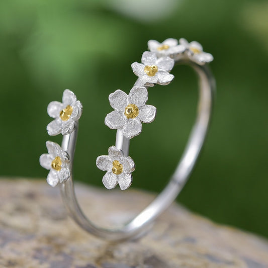 Forget-Me-Not Flower Adjustable Ring