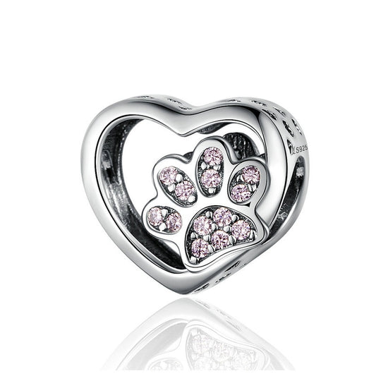 Paw Print Heart Charm