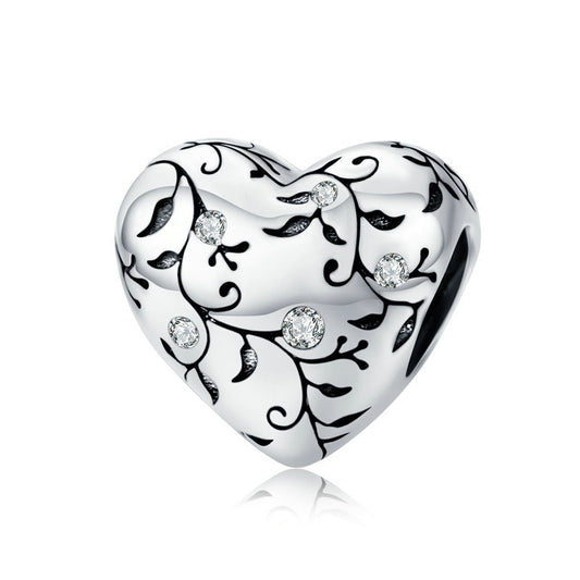 Retro Flower Heart Charm