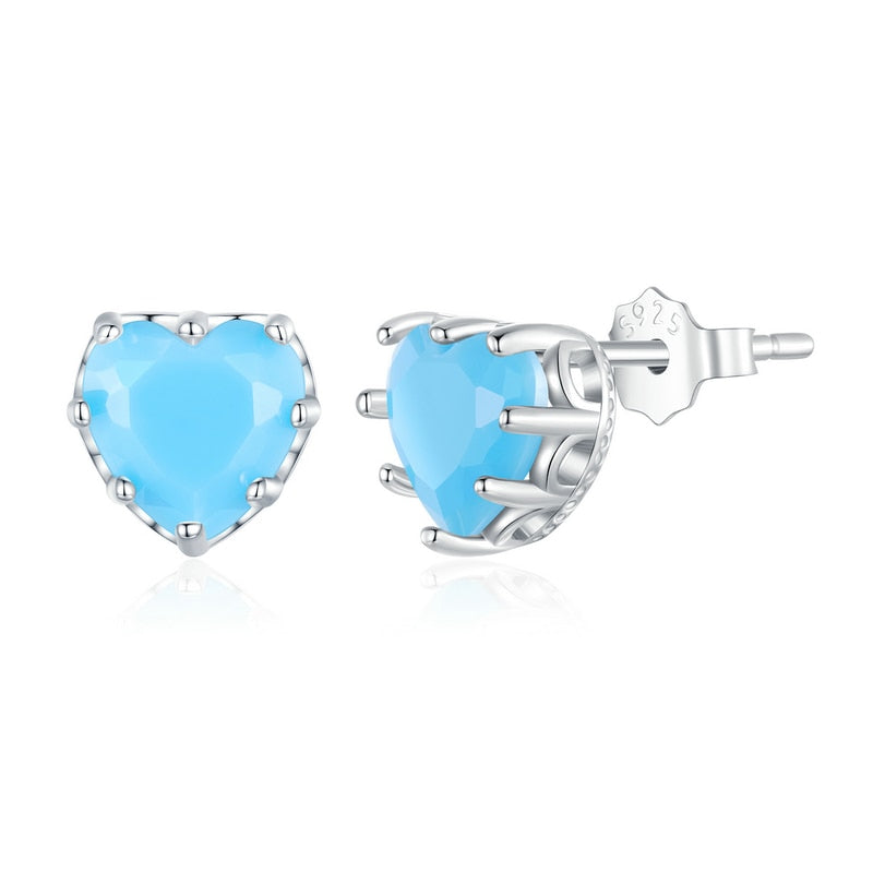 Heart Birthstone Stud Earrings