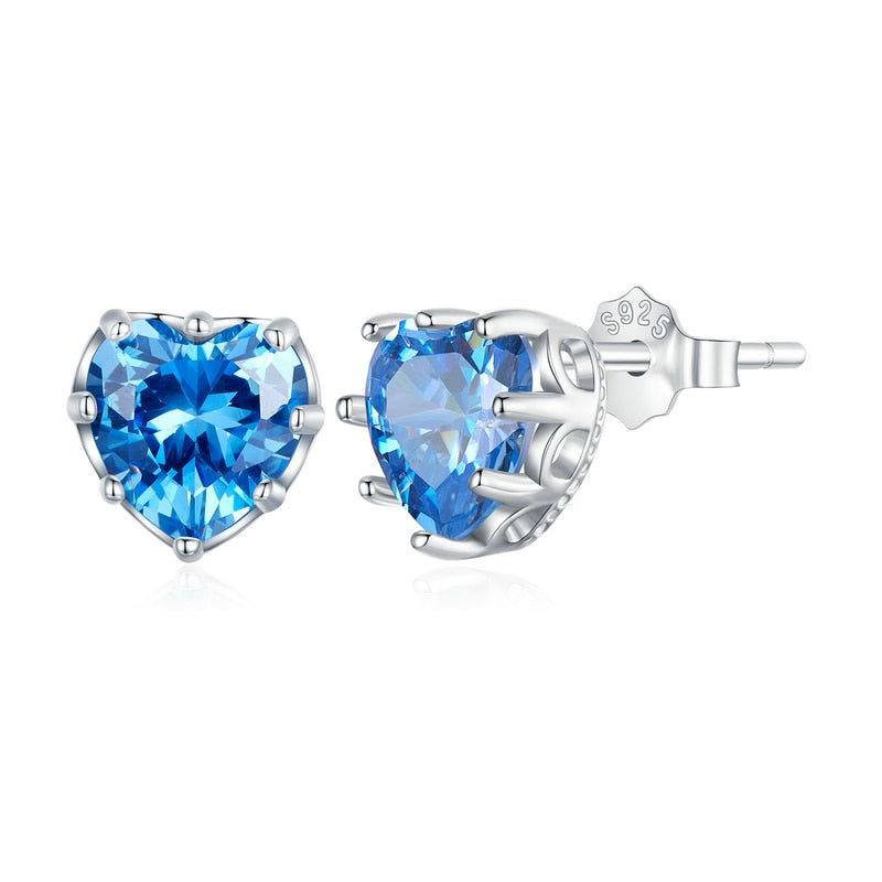 Heart Birthstone Stud Earrings