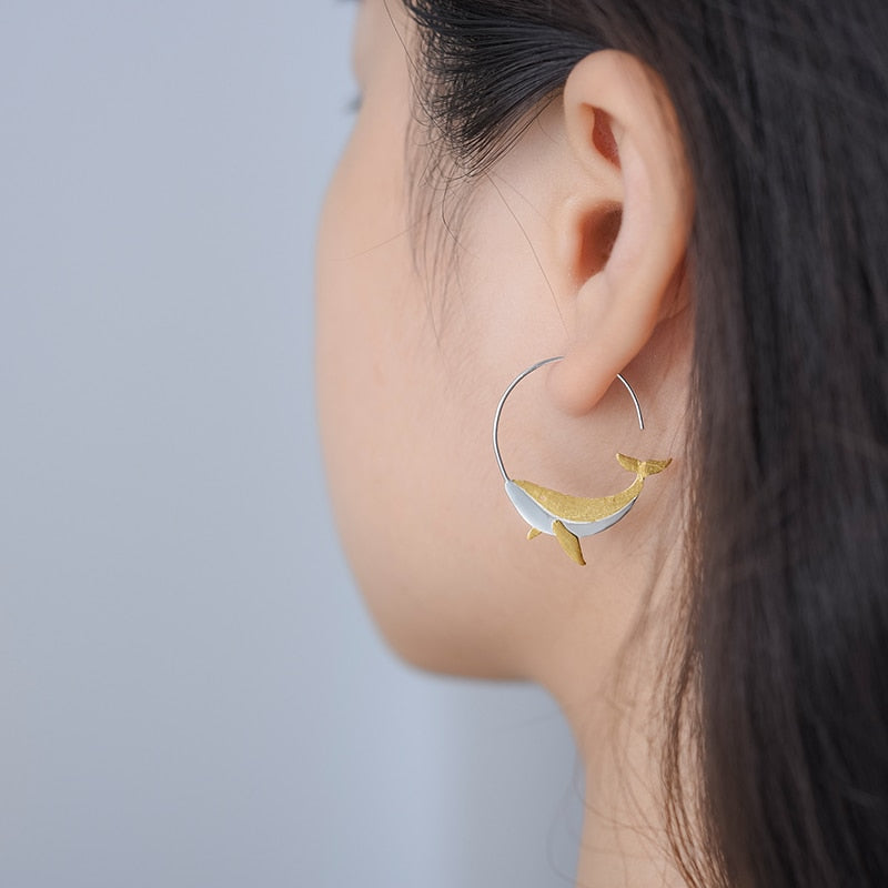 Whale Round Hoop Earrings