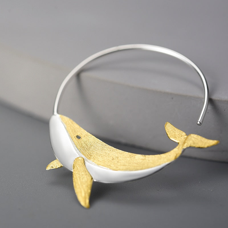 Whale Round Hoop Earrings