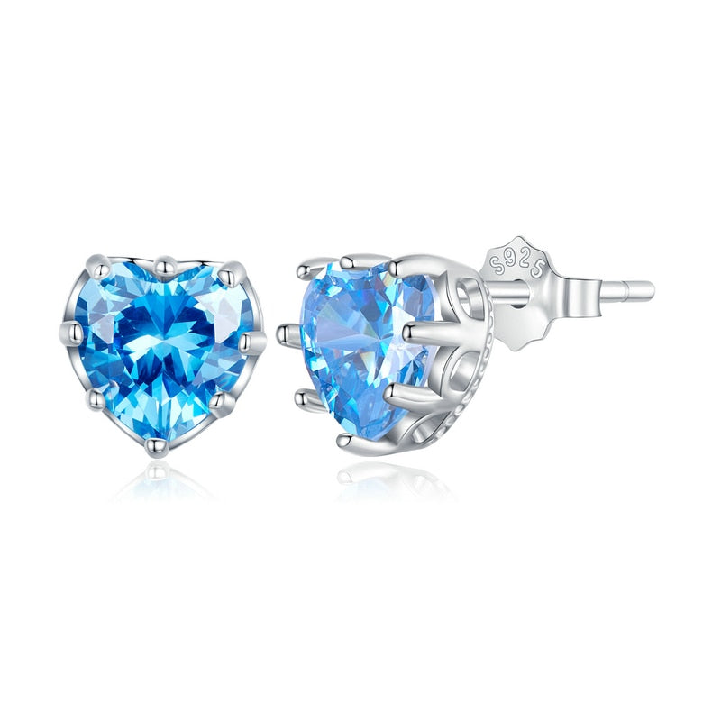 Heart Birthstone Stud Earrings