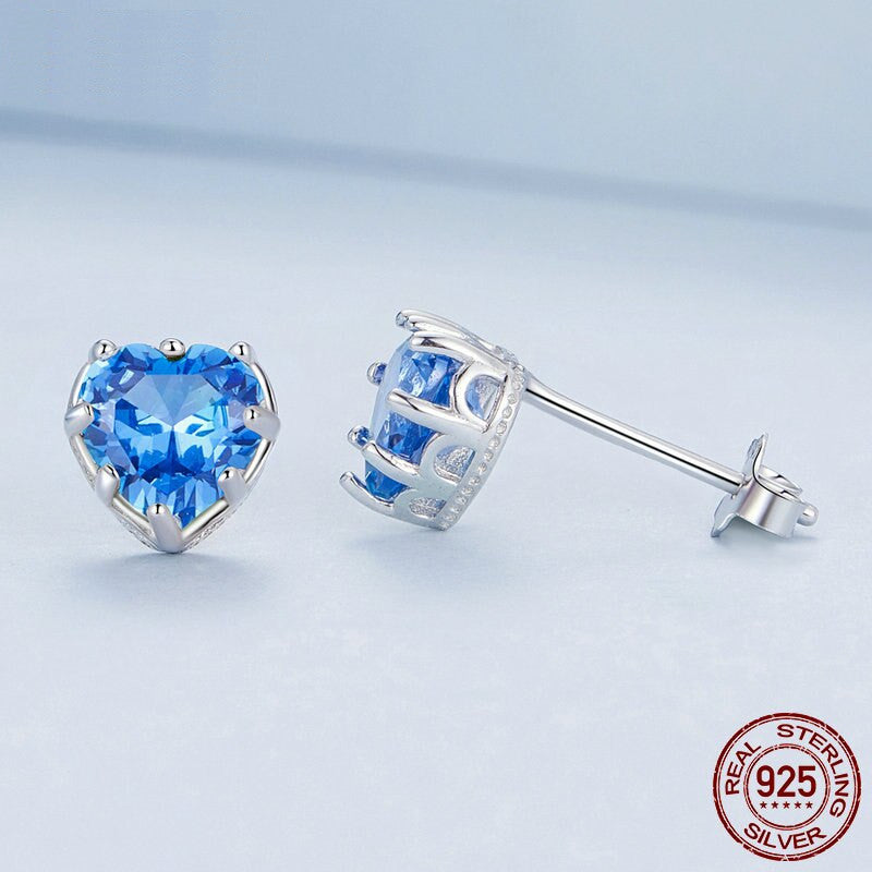 Heart Birthstone Stud Earrings