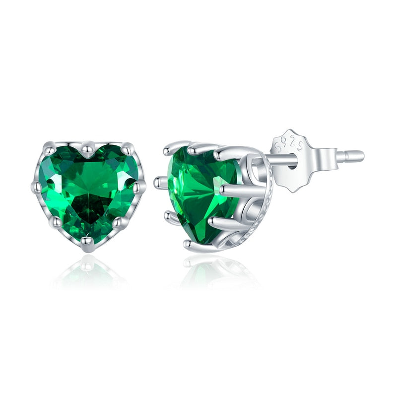 Heart Birthstone Stud Earrings