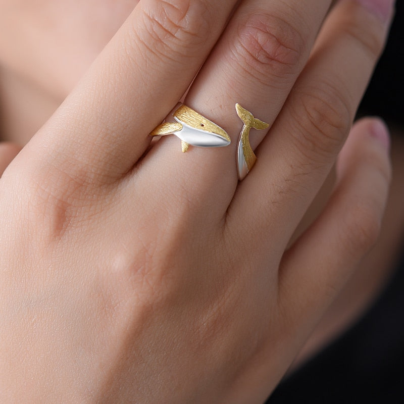 Stunning Whale Adjustable Ring