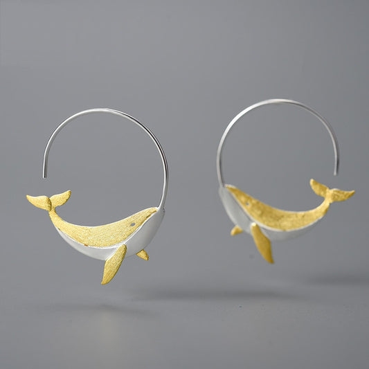 Whale Round Hoop Earrings